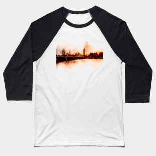 London Big Ben skyline watercolor painting Baseball T-Shirt